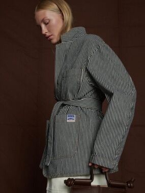Soeur Denim belted striped chore Jacket